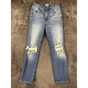 Good American High-Rise Distressed Straight Leg Jeans Size 6/28
